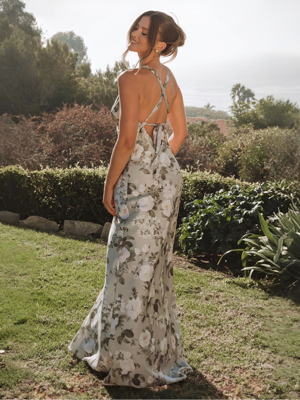 Show Me Your MuMu Anderson Satin Maxi Dress in Secret Garden Sz S $178 NEW - Picture 3 of 9